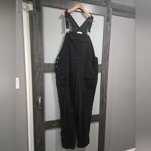 Vintage Carolina Colours Black Corduroy Cargo Overalls Size 22